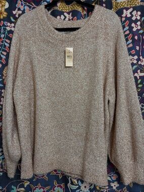 LOFT Metallic Blush Crewneck Sweater